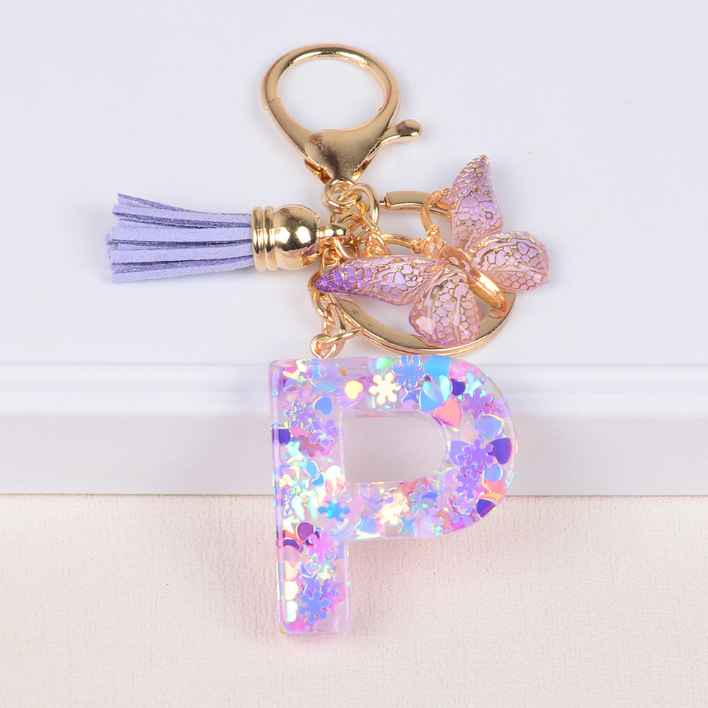 🔥Butterfly Letter Keychain Tassel Design Vibrant Durable Lightweight Gift